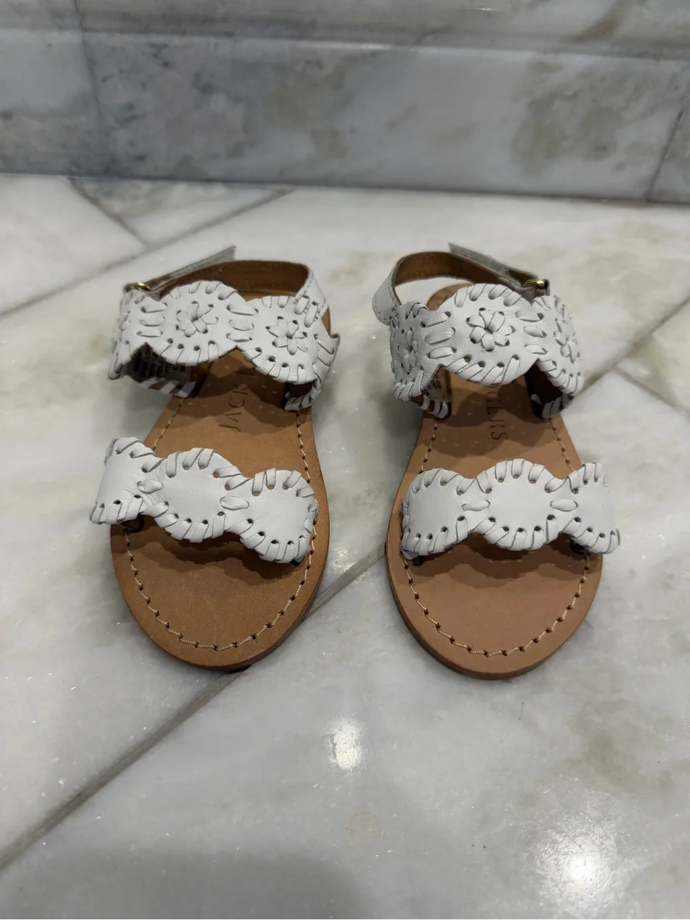 NWOT Size 9 Toddler Girls Jack Rogers White Leather Laurin Sandals
